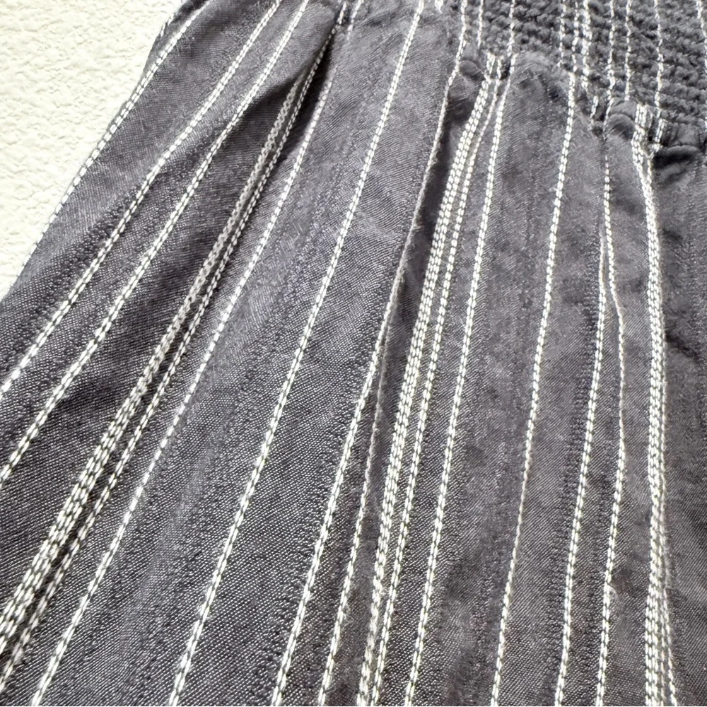Given Kale Striped Wide Leg Pants M Smocked Waist Boho Coastal Grandmacore - Picture 3 of 11